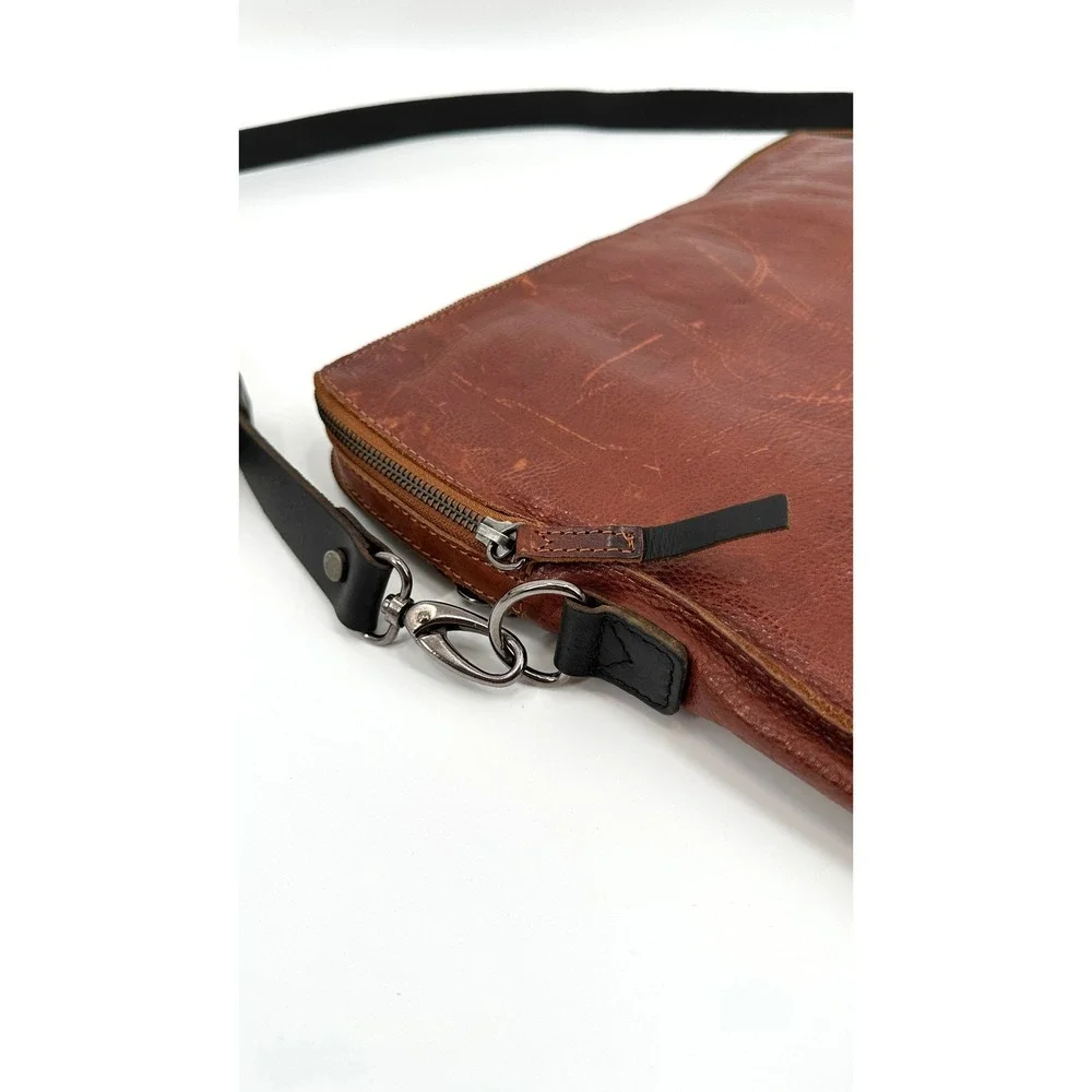 Elk the Label Tan Leather Quilted Laptop Crossbody Bag Brown Messenger Briefcase
